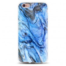 iPhone 6 6s 4.7 - TPU Soft Protective Phone Cover Case with Lanyard Hole - Blue Marble Pattern
